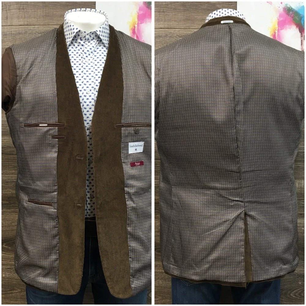 SADDLEBRED Mens Corduroy‎ Blazer Sport Coat Casual Jacket Size 42L Classic Suit